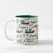 北欧インスパイア船をテーマにしたセラミック製マグ ツートーンマグカップ (左)