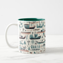 北欧インスパイア船をテーマにしたセラミック製マグ ツートーンマグカップ