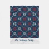 北欧ウィンタースノーフレークパターンコージーカスタム文字 フリースブランケット (正面)
