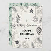 北欧エレガントのクリスマスグリーティングカード シーズンカード (正面/裏面)