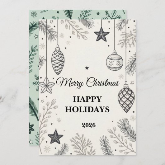 北欧エレガントのクリスマスグリーティングカード シーズンカード (正面/裏面)
