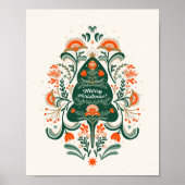 北欧オーナメントの北欧クリスマスツリー ポスター (正面)