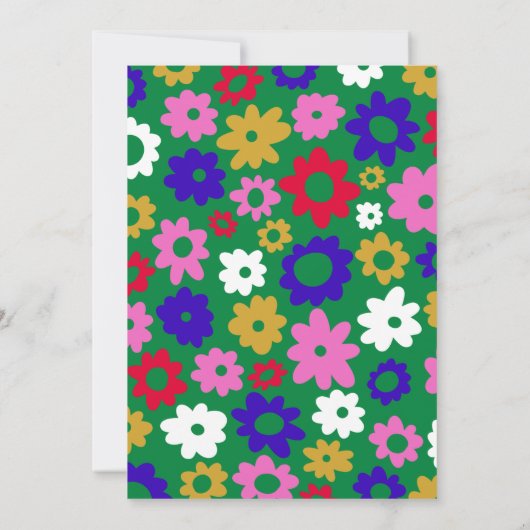 北欧カラフルの花の緑の赤ちゃんシャワー 招待状 (裏面)