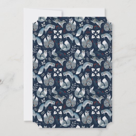 北欧キツネブルーフォトメリークリスマスカード シーズンカード (裏面)