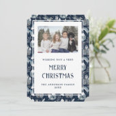 北欧キツネブルーフォトメリークリスマスカード シーズンカード (スタンド正面)