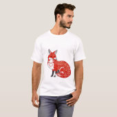 北欧キツネ(葉パターン付き) Tシャツ (正面フル)