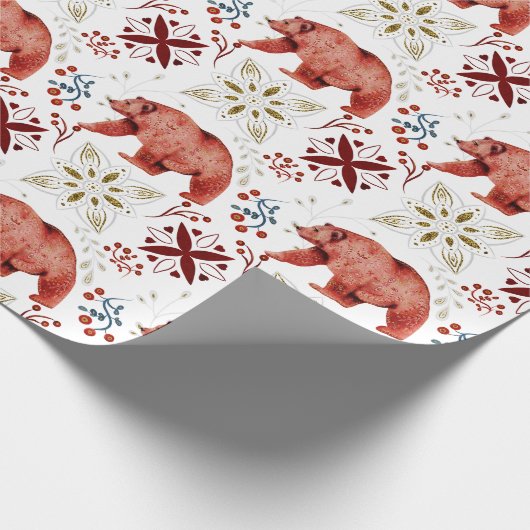 北欧クマと万華鏡のように千変万化するパターンパターン ラッピングペーパー (角)