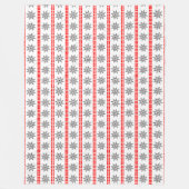 北欧クリスマスのスノーフレーク模様グレーレッド白 フリースブランケット (正面)