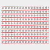 北欧クリスマスのスノーフレーク模様グレーレッド白 フリースブランケット (正面(横))