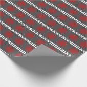 北欧クリスマスのスノーフレーク模様グレーレッド白 ラッピングペーパー (角)