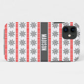 北欧クリスマスのスノーフレーク模様グレーレッド白 Case-Mate iPhoneケース (裏面(横))
