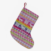 北欧クリスマスカラフル冬編み模様 スモールクリスマスストッキング (正面 (吊り時))