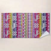 北欧クリスマスカラフル冬編み模様 ビーチタオル (正面)