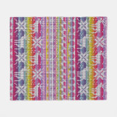 北欧クリスマスカラフル冬編み模様 フリースブランケット (正面(横))