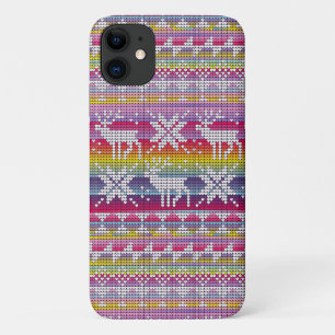 北欧クリスマスカラフル冬編み模様 iPhone 11 ケース