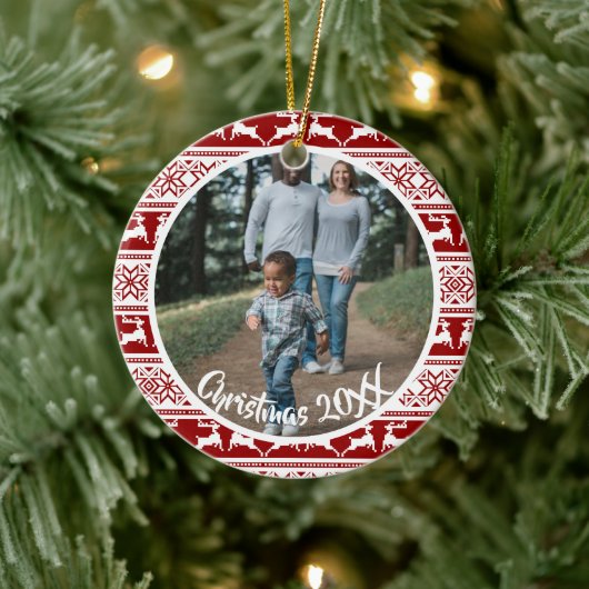 北欧クリスマススススススカンジナビアのトナカイ一家 セラミックオーナメント (ツリー)