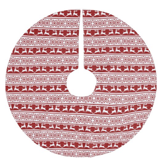 北欧クリスマススススススカンジナビアのトナカイ ブラッシュドポリエステルツリースカート (正面)