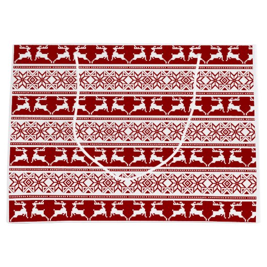 北欧クリスマススススススカンジナビアのトナカイ ラージペーパーバッグ (正面)