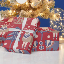 北欧クリスマススススススカンジナビアの鹿 ラッピングペーパー
