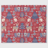 北欧クリスマススススススカンジナビアの鹿 ラッピングペーパー (フラット)