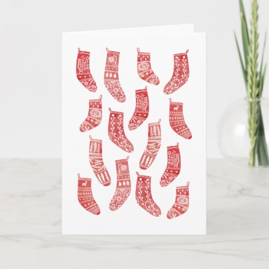 北欧クリスマスストッキングクリスマスホリデーカード シーズンカード (正面)