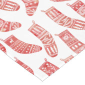 北欧クリスマスストッキングパタ赤と白ーン ショートテーブルランナー (コーナー)