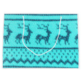 北欧クリスマスセーターの模様 ラージペーパーバッグ (正面)