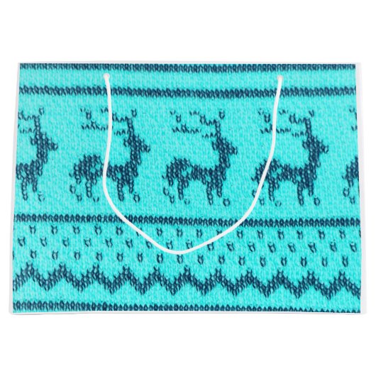 北欧クリスマスセーターの模様 ラージペーパーバッグ (正面)