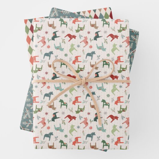 北欧クリスマスダラホースラッピング紙シート ラッピングペーパーシート (インサイチュ)