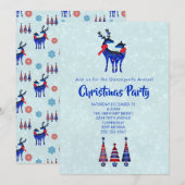 北欧クリスマスツリーのトナカイのペアパーティー 招待状 (正面/裏面)
