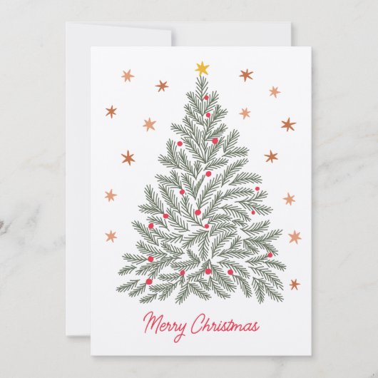 北欧クリスマスツリーファミリーフォトホリデーカード 招待状 (正面)