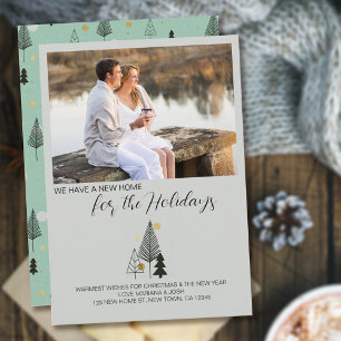北欧クリスマスツリー風景写真の新しいアドレス シーズンカード