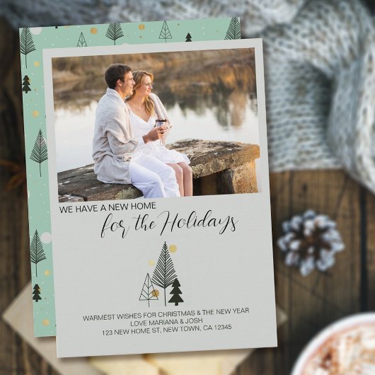 北欧クリスマスツリー風景写真の新しいアドレス シーズンカード