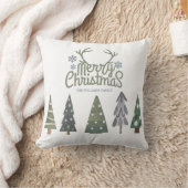 北欧クリスマスツリー〔雄ジカの〕枝角メリークリスマス クッション (ブランケット)
