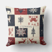 北欧クリスマスニット | トナカイ&スノーフレーク クッション (裏面)