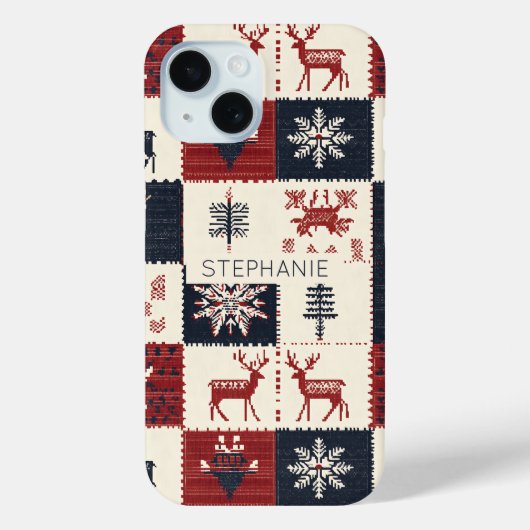 北欧クリスマスニット | トナカイ&スノーフレーク Case-Mate iPhoneケース (裏面)
