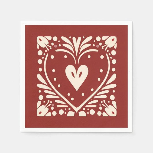 北欧クリスマスハート スタンダードカクテルナプキン (正面)