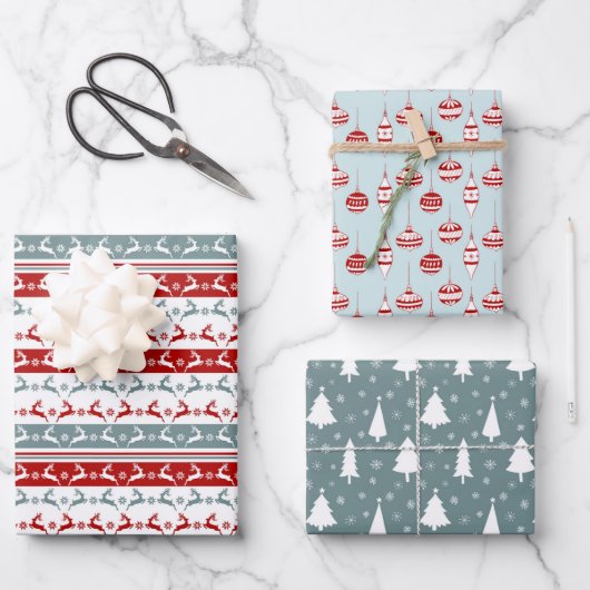 北欧クリスマスパターン包装紙シート ラッピングペーパーシート (正面)