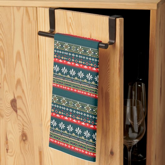 北欧クリスマスパターン キッチンタオル (三つ折り)