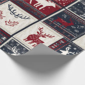 北欧クリスマスパッチワーク | ニットのトナカイ ラッピングペーパー (角)