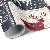 北欧クリスマスパッチワーク | ニットのトナカイ ラッピングペーパー (ロールコーナー)