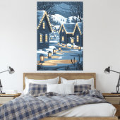 北欧クリスマスビレッジアートスカンジナビア冬 キャンバスプリント (インサイチュ (寝室))