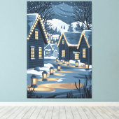 北欧クリスマスビレッジアートスカンジナビア冬 キャンバスプリント (インサイチュ (ウッドフロア))