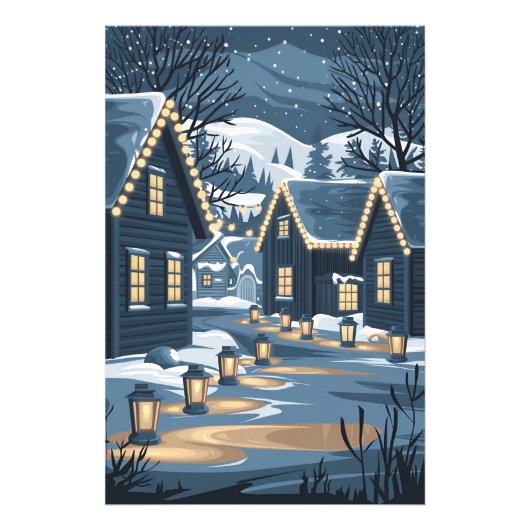 北欧クリスマスビレッジアートスカンジナビア冬 フォトプリント (正面)