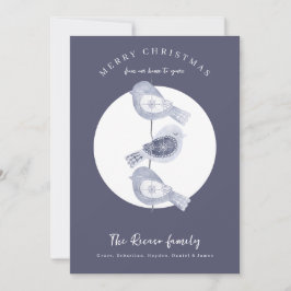 北欧クリスマスブルーの鳥の写真 シーズンカード