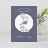 北欧クリスマスブルーの鳥の写真 シーズンカード (スタンド正面)