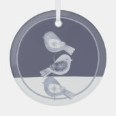 北欧クリスマスブルーバード ガラスオーナメント (正面)