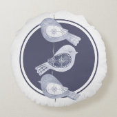 北欧クリスマスブルーバード ラウンドクッション (裏面)