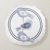 北欧クリスマスブルーバード ラウンドクッション (正面)