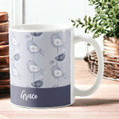 北欧クリスマスブルーパーソナライズされたバード コーヒーマグカップ